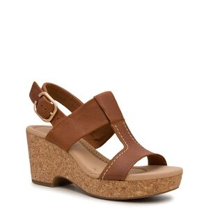 Clarks Giselle Style Women's Sandals Tan Leather : 8 W, Leather/Rubber